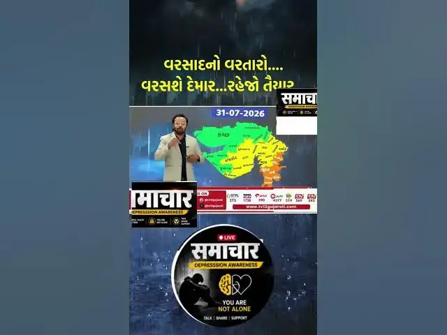 Video thumbnail for વિરામ બાદ ફરી થશે મેઘરાજાની ધમાકેદાર એન્ટ્રી! 🌧️ ગુજરાતમાં ભારે વરસાદની નવી આગાહી | Rain Update