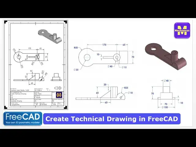 'Video thumbnail for FreeCAD Technical Drawing Tutorial | FreeCAD Drawing | Learn FreeCAD | Mechnexus |'