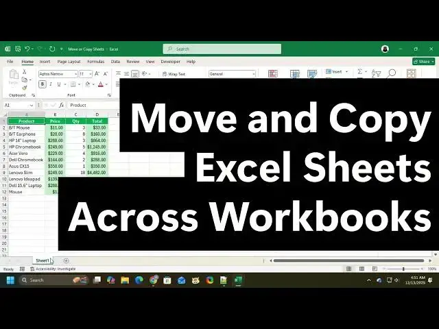 Video thumbnail for Move and Copy Excel Sheets Across Workbooks