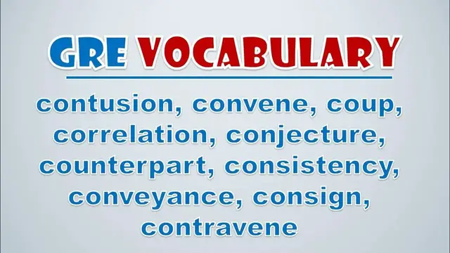 Video thumbnail for GRE Vocabulary: Contusion, Convene, Coup, Correlation, Conjecture, Counterpart, Consistency