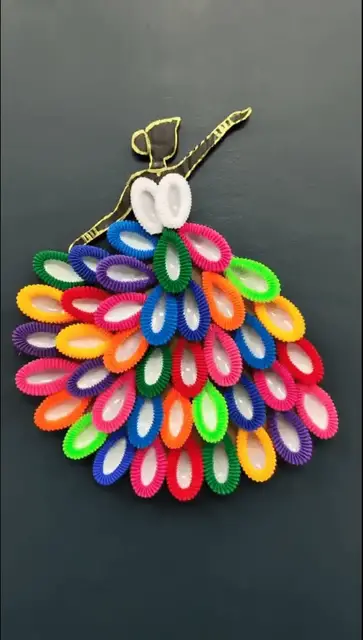 Video thumbnail for How I Created a DIY Doll with a Hairband Dress Using Plastic Spoons and Cardboard