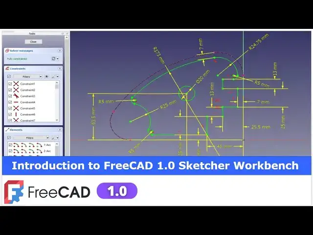 'Video thumbnail for Introduction to FreeCAD 1.0 Sketcher Workbench | FreeCAD Tutorial | 3D Modeling | Learn FreeCAD |'