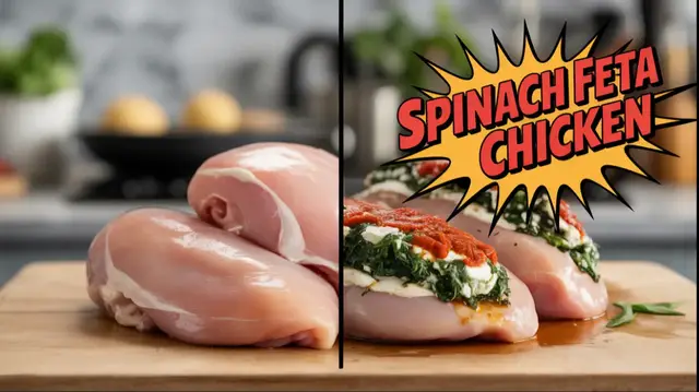 'Video thumbnail for Spinach and Feta Stuffed Chicken Breasts'