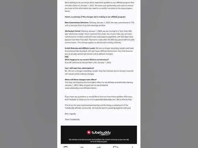 Video thumbnail for IMPORTANT Updates to Tubebuddy Affiliates Program effect January 1, 2025. #Tubebuddy #youtube