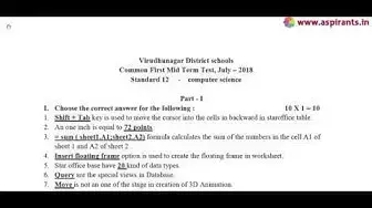 Video thumbnail for 11th Computer Science First Mid Term Answer Keys 2018-19 | Virudhunagar District | English Medium