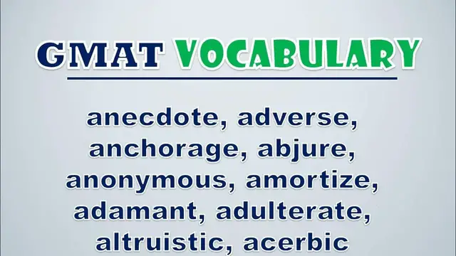 Video thumbnail for GMAT Vocabulary: Anecdote, Adverse, Anchorage, Abjure, Anonymous, Amortize, Adamant, Adulterate