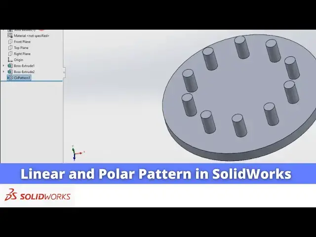 'Video thumbnail for Linear and Polar Pattern in Solidworks | SolidWorks Tutorial | SolidWorks Modeling |'