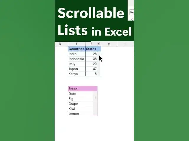 Video thumbnail for Excel Scrollable Lists Trick #excelwithbrainbell #excel