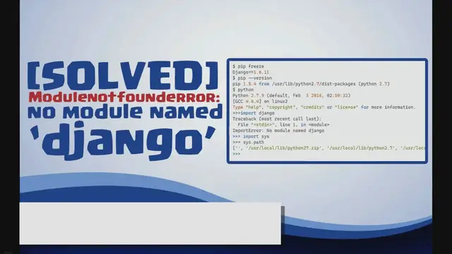 Video thumbnail for Modulenotfounderror: no module named ‘django’