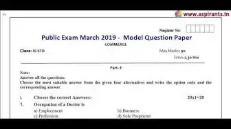 Video thumbnail for 11th Commerce Public Exam March 2019 - Model Question Papers (Namakkal District) | (English Medium)