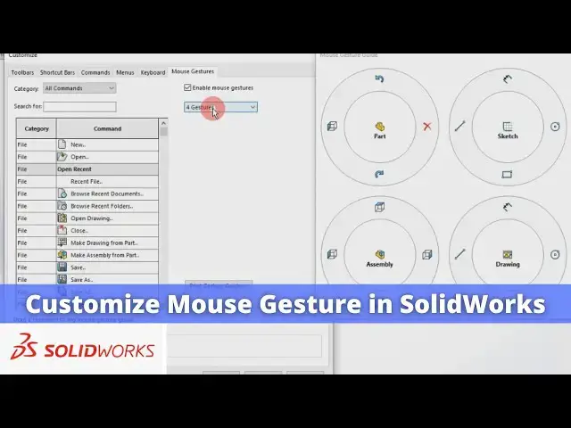 'Video thumbnail for Customize Mouse Gesture in SolidWorks | SolidWorks Tutorial | SolidWorks Part Modeling |'
