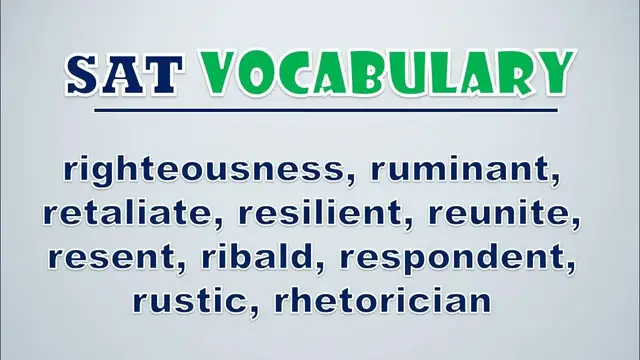 Video thumbnail for SAT Vocabulary: Righteousness, Ruminant, Retaliate, Resilient, Reunite, Resent, Ribald, Respondent