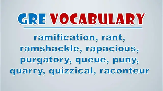 Video thumbnail for GRE Vocabulary: Ramification, Rant, Ramshackle, Rapacious, Purgatory, Queue, Puny, Quarry