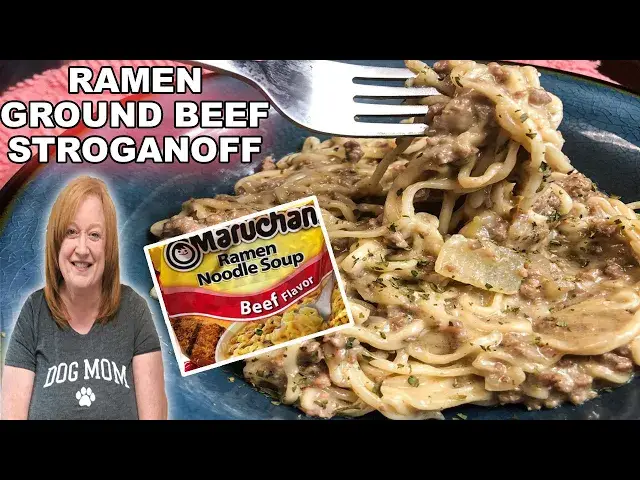 Video thumbnail for RAMEN GROUND BEEF STROGANOFF RECIPE | Fast & Easy One Pot Weeknight Meal