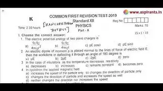 Video thumbnail for 12th Physics First Revision 2019 - Question Paper (Kanchipuram District) | (English Medium)
