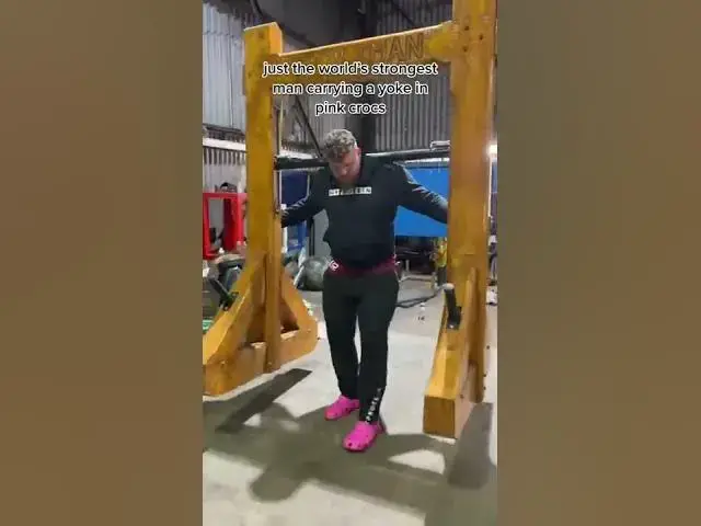 Video thumbnail for the World's Strongest Man's fashion statement 👟 #shorts