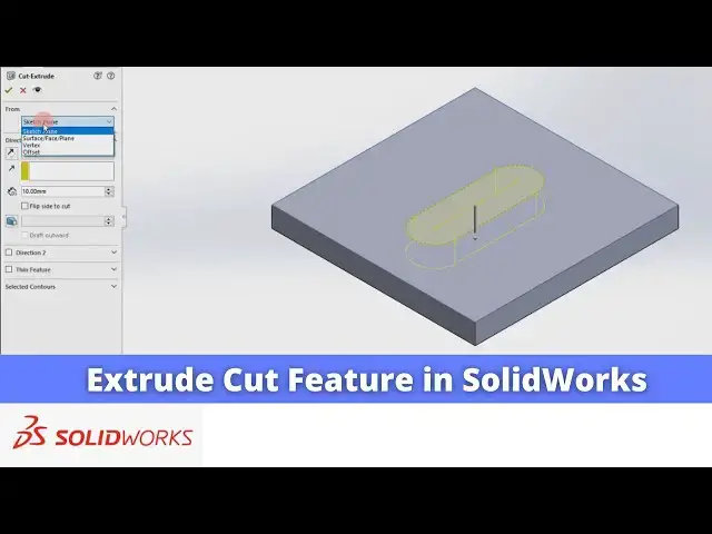 'Video thumbnail for Extrude Cut Feature in SolidWorks | SolidWorks Tutorial | SolidWorks Modeling |'