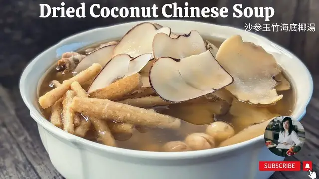 Video thumbnail for Easy Chinese Dried Sea Coconut Soup Recipe | 沙参玉竹海底椰湯