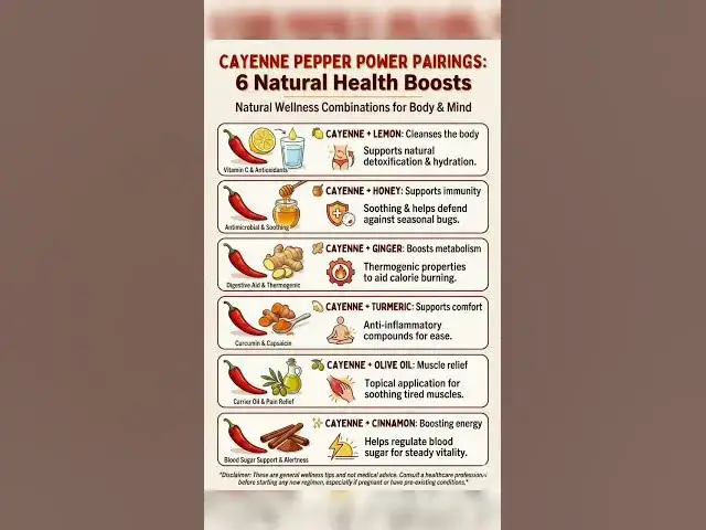 Video thumbnail for Cayenne Power Combos! 🔥 Boost Your Health Naturally! #herbalmedicine #cayennepepper #nutritiontips