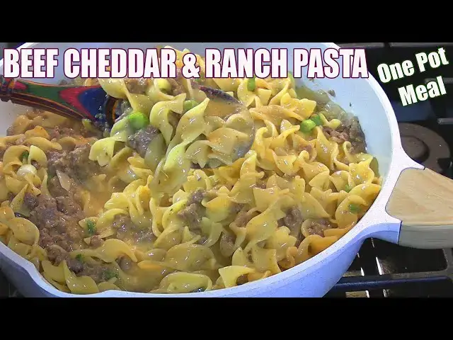 'Video thumbnail for ONE POT BEEF & CHEDDAR RANCH PASTA Easy Weeknight Meal'