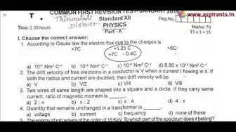 Video thumbnail for 12th Physics First Revision 2019 - Question Paper (Tirunelveli District) | (English Medium)