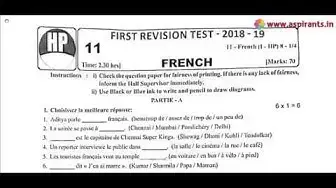 Video thumbnail for 11th French First Revision Test 2019 - Question Paper | Team Aspirants