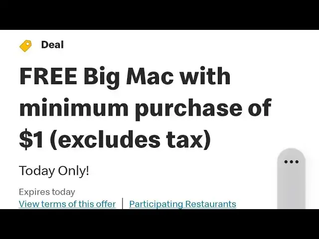 Video thumbnail for McDonald's give out free big mac with the purchase of something for a dollar