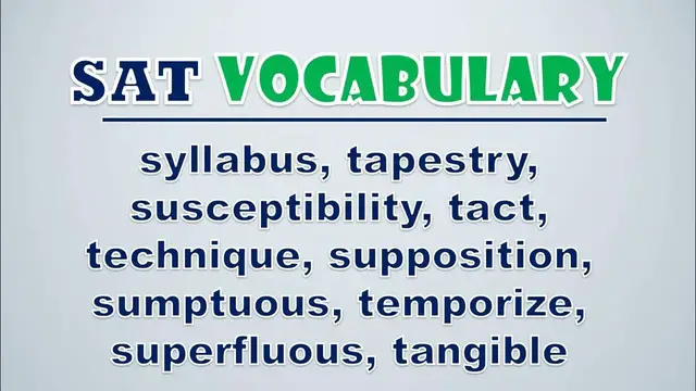 Video thumbnail for SAT Vocabulary: Syllabus, Tapestry, Susceptibility, Tact, Technique, Supposition, Sumptuous