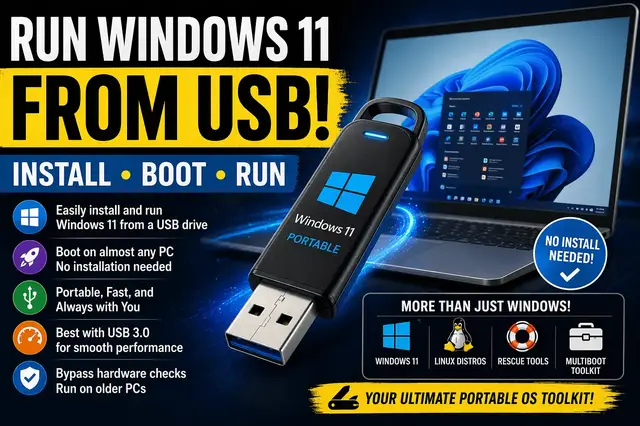 Video thumbnail for Create a Windows 11 bootable USB drive | Run Windows 10 or 11 from USB