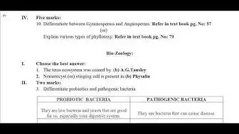 Video thumbnail for 11th Biology First Mid Term Answer keys 2018-19 | Tirunelveli District | English Medium
