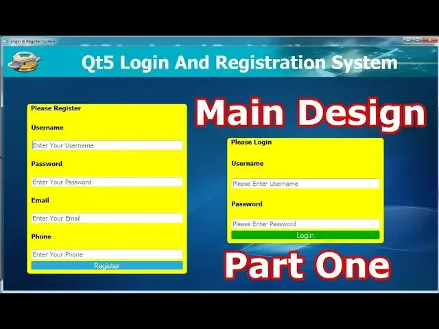 'Video thumbnail for Qt5 C++ Register & Login System With Mysql Main Design Part One #30'