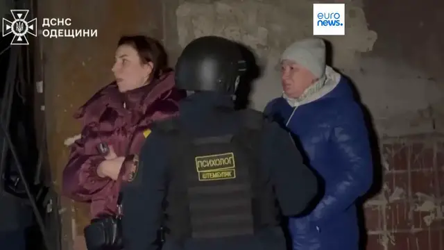 Video thumbnail for Russia launches massive overnight attack on Ukraine's Odesa, injuring six