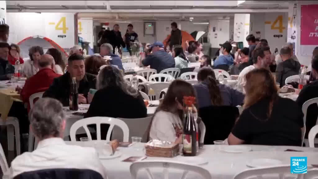 Video thumbnail for Seder held underground in Israel as Iran fires missiles after Trump’s address