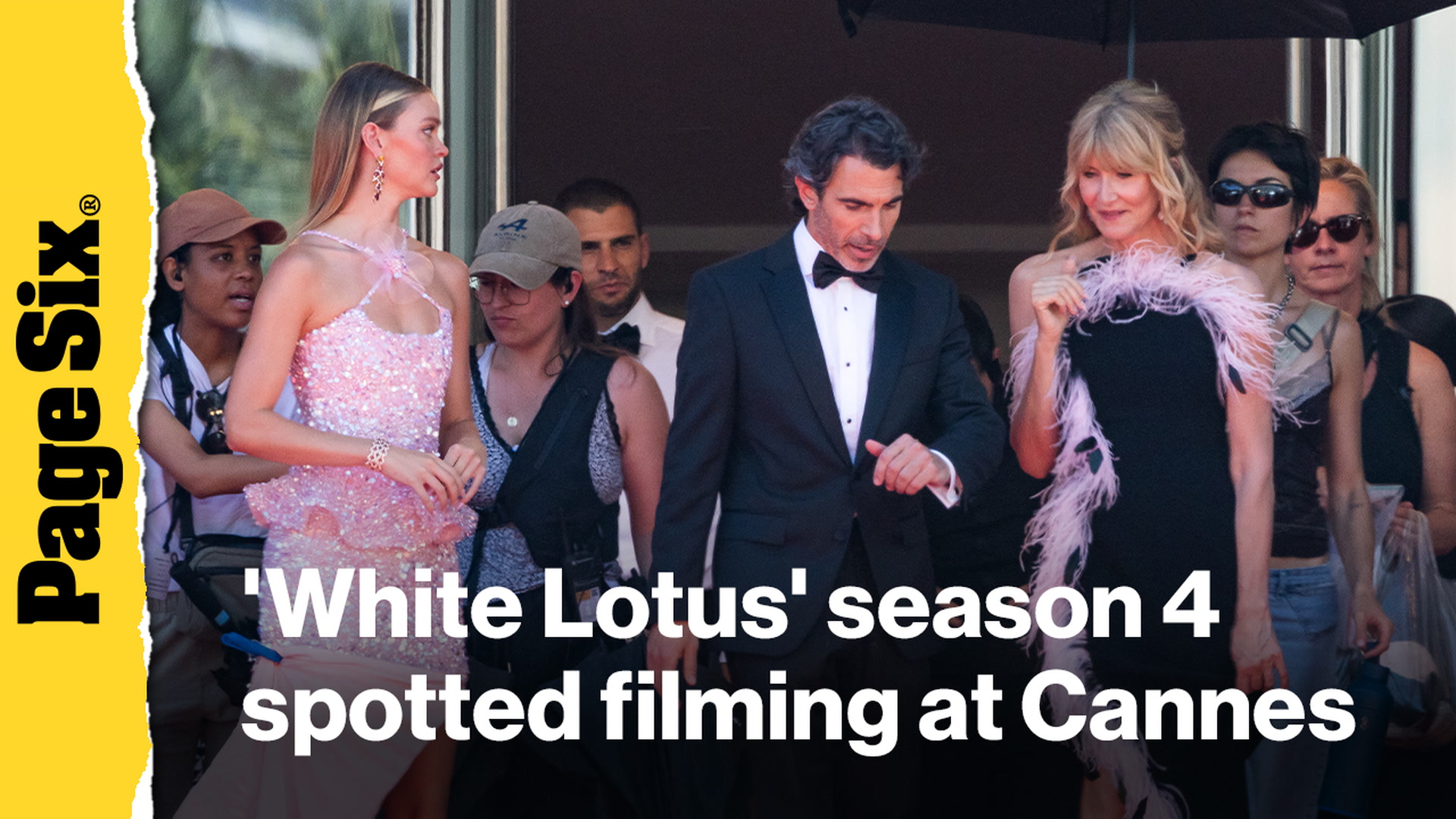 Video thumbnail for Laura Dern, Marissa Long and Steve Coogan spotted filming 'White Lotus' season 4 at Cannes Film Festival