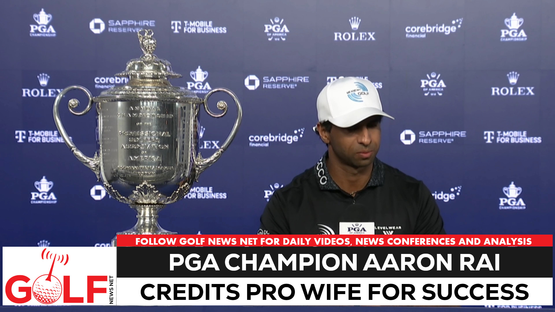 Video thumbnail for 2026 PGA Championship champion Aaron Rai credits pro wife for help