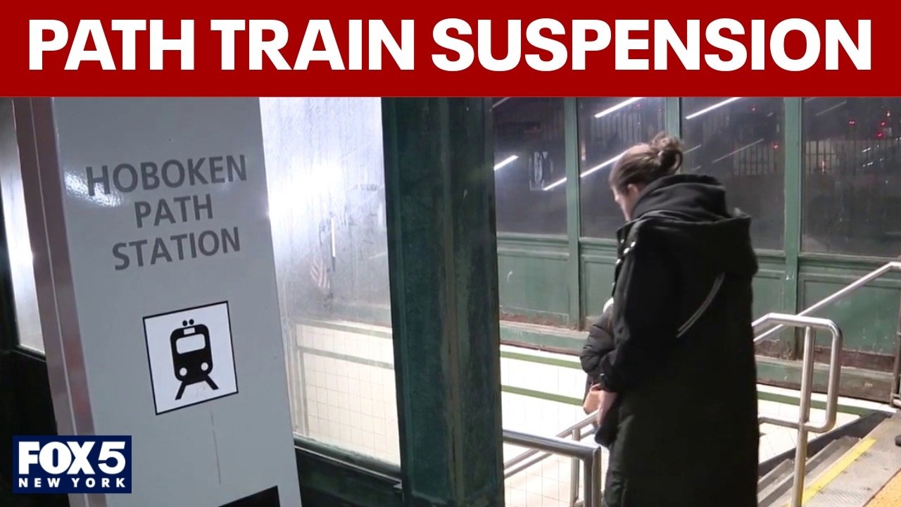 Video thumbnail for PATH train Hoboken lines suspended