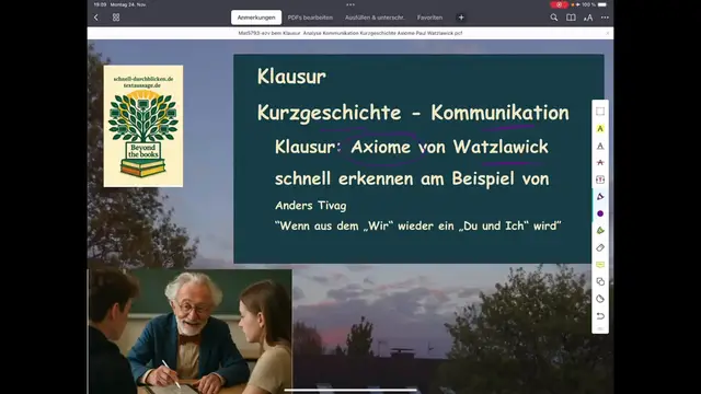 Video thumbnail for Klausur-Kommunikation-Watzlawick - einfach schauen, wie wir das bei einer Kurzgeschichte untersuchen