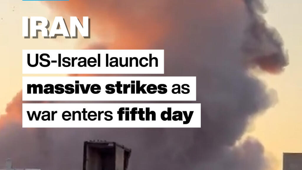 Video thumbnail for US-Israel launch massive strikes on Iran as war enters fifth day