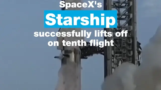 'Video thumbnail for SpaceX's Starship mega rocket lifts off'