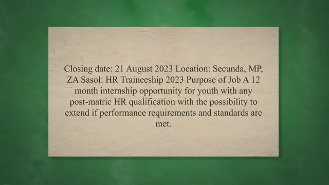 'Video thumbnail for SASOL: HR TRAINEESHIP 2023'