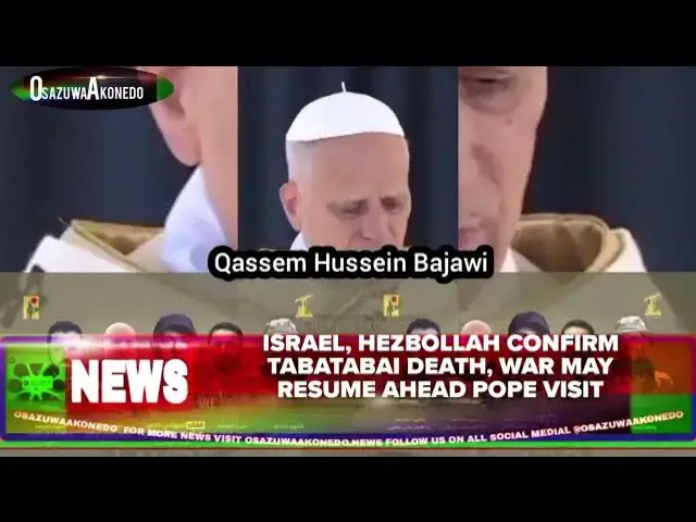 Video thumbnail for Israel, Hezbollah Confirm Tabatabai Death, War May Resume Ahead Pope Visit