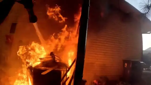 Video thumbnail for Bodycam video shows firefighters battling blaze in Spokane, US