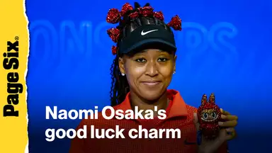 'Video thumbnail for Naomi Osaka brings on the bling with bedazzled Labubu and hair accessories at the US Open'