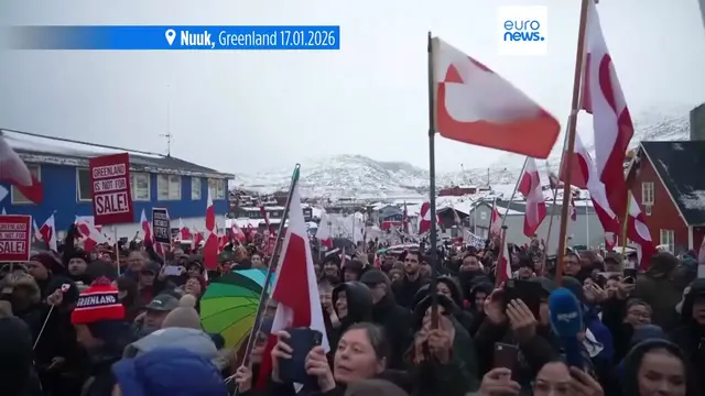Video thumbnail for Thousands march in Greenland to oppose Trump's interest in taking over the Arctic island