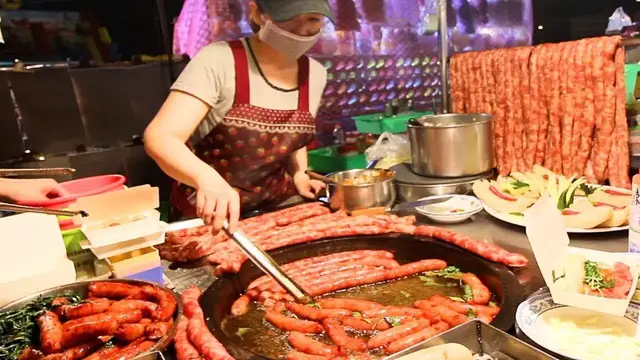 'Video thumbnail for Street Food in Taiwan - MASSIVE Sausage BBQ at Tainan Night Market | BEST Taiwanese Street Food'