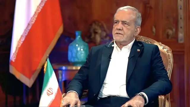 Video thumbnail for Pezeshkian says Hormuz tensions can be resolved through dialogue, not through force and bullying