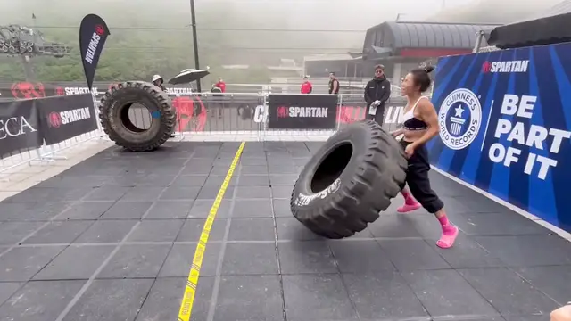 Video thumbnail for Most static tyre flips in one minute (female) - 18 by Xu Fuli