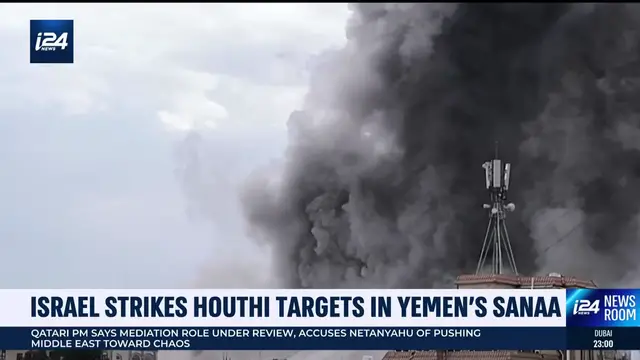 'Video thumbnail for Israel strikes Houthi targets in Yemen's Sanaa'