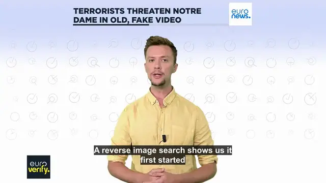'Video thumbnail for Terrorists threaten Notre Dame cathedral in old, fake video'