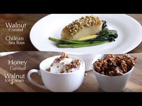 Video thumbnail for Walnut Crusted Chilean Sea Bass & Honey Candied Walnut Ice Cream